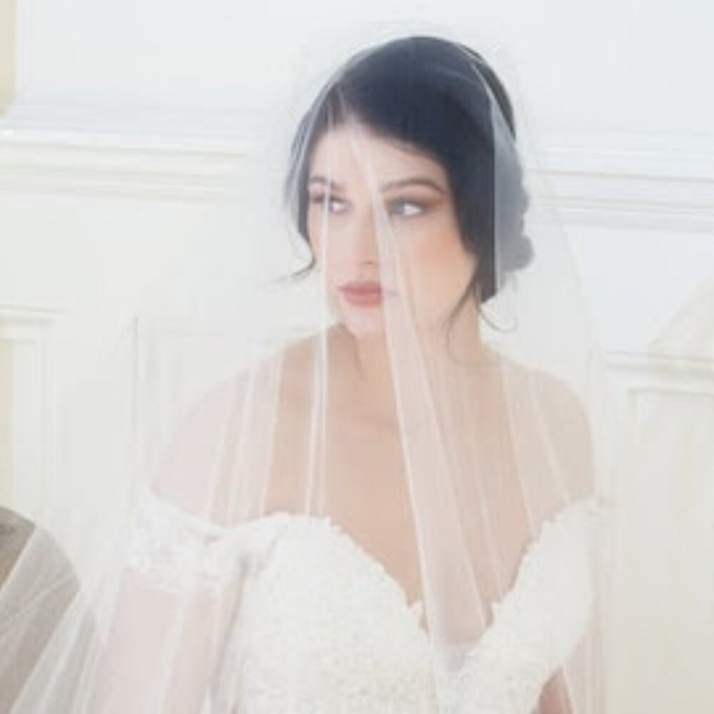 Ivory Two-Tier Wedding Veil - Elbow Length (25/30") - With Blusher & Clip